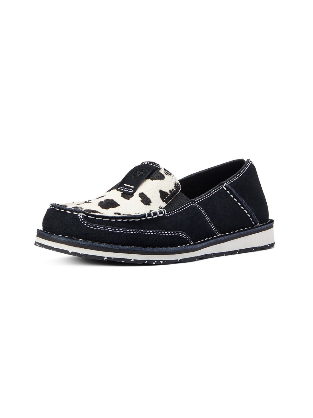 Ariat Women's Black and White Cowhide Cruiser Slip-On Shoes Moc Toe Size 7